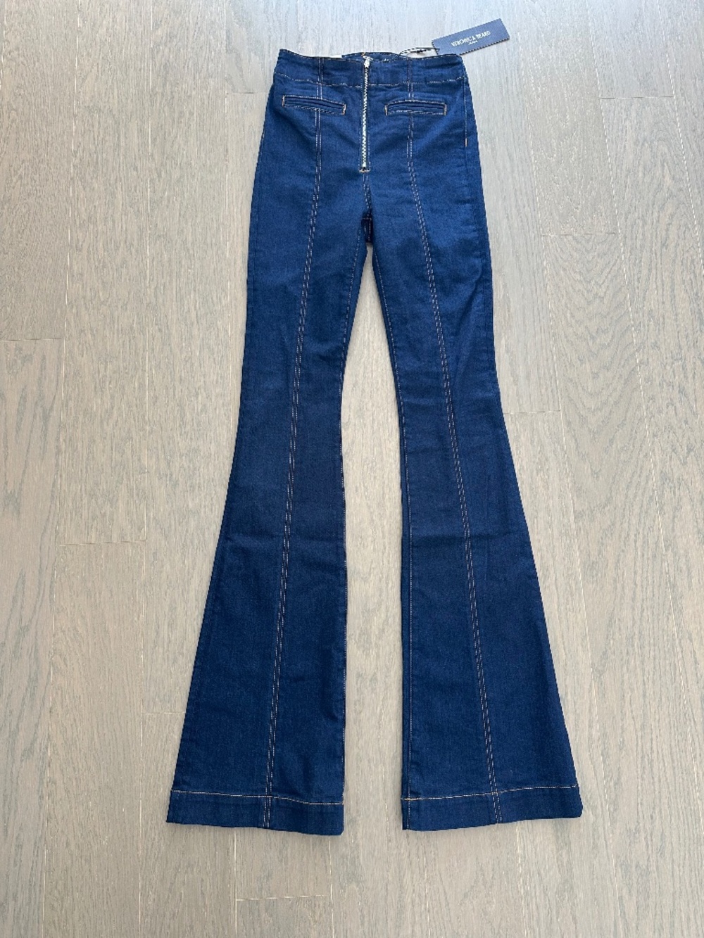 Veronica Beard Beverly Indigo Rinse Skinny Flare Trouser Jean With Tags Size 25
